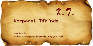 Korponai Tünde névjegykártya